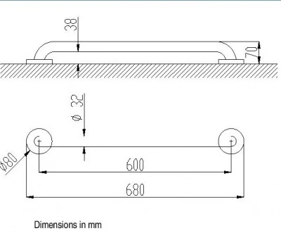 Nofercare Premium Stainless Grab Rail 2 Nofercare Premium Stainless Grab Rail - Image 2