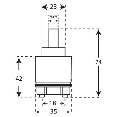 Unknown Replacement 35mm Open Outlet Ceramic Disk Tap Cartridge 3 Unknown Replacement 35mm Open Outlet Ceramic Disk Tap Cartridge - Image 3