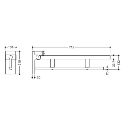 System 900 Duo 700mm Hinged Support Rail - Matt Black 2 System 900 Duo 700mm Hinged Support Rail - Matt Black - Image 2