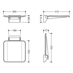 System '900' 35cm Hinged Shower Seat - Matt Black -Bathroom Supplies Store 900.51.2006020CV2 2