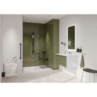 System '900' 45cm Hinged Shower Seat - Matt Black 2 System '900' 45cm Hinged Shower Seat - Matt Black - Image 2