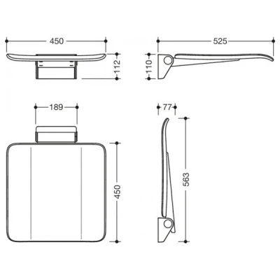 System '900' 45cm Hinged Shower Seat - Matt Black 3 System '900' 45cm Hinged Shower Seat - Matt Black - Image 3