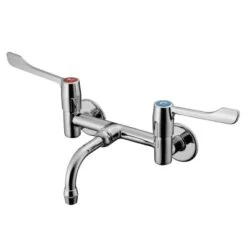 Markwik Wall Mounted Extended Lever Mixer Tap With Single Flow Nozzle