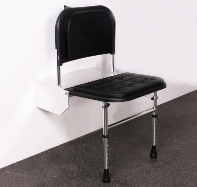 Black Padded Doc M Shower Seat With Legs 1 Black Padded Doc M Shower Seat With Legs