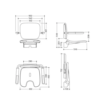 HEWI Hinged Seat Premium - White 2 HEWI Hinged Seat Premium - White - Image 2
