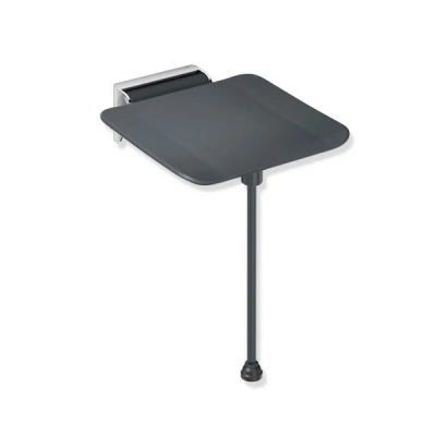 HEWI System 900 Hinged Shower Seat With Support Leg - Anthracite 1 HEWI System 900 Hinged Shower Seat With Support Leg - Anthracite