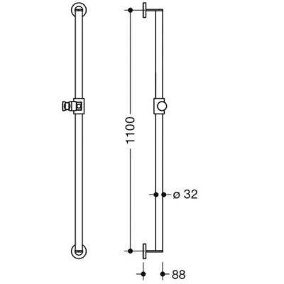 HEWI 110cm Support Shower Riser Rail - Matt Black 2 HEWI 110cm Support Shower Riser Rail - Matt Black - Image 2