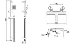 Low Pressure Thermostatic BSM - WRAS Approved Bath Shower Mixer -Bathroom Supplies Store inta mm90015cp 22